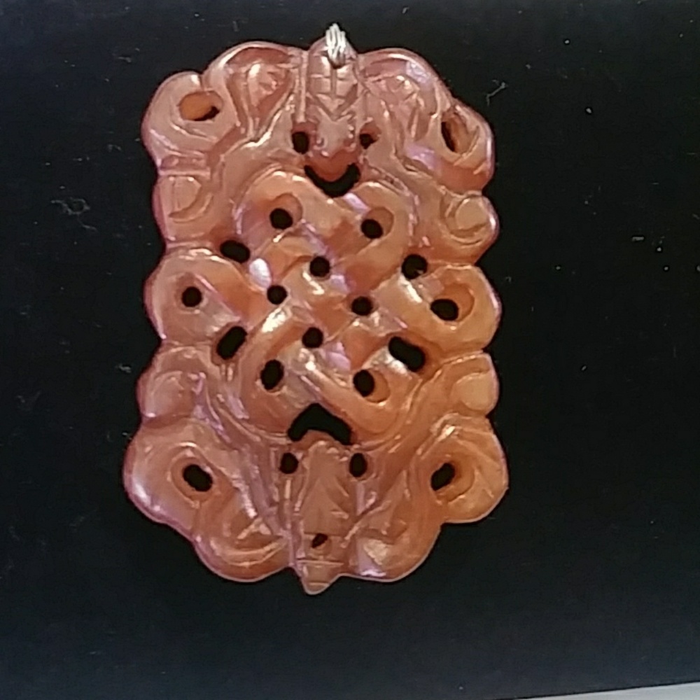 Genuine semi precious stone etched pendant